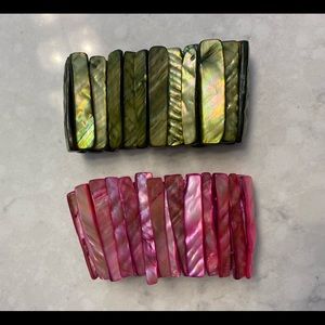 Set of 2 - pink & Green Shell Bracelets